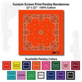 22"x22" Orange Custom Printed Paisley Imported 100% Cotton Bandanna